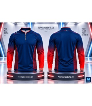Shirt langarm 444 Navy/Red