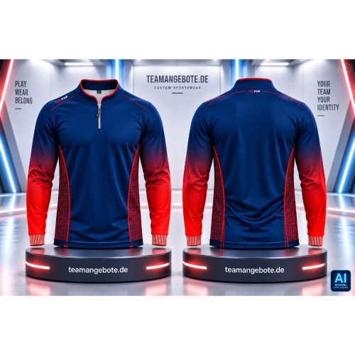 Shirt langarm 444 Navy/Red