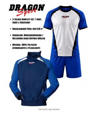 AKTIONS-SET Chelsea Trikot + Hose + Sweatshirt Blau Dragon-Sport