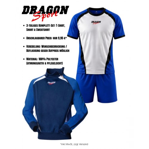 AKTIONS-SET Chelsea Trikot + Hose + Sweatshirt Blau Dragon-Sport