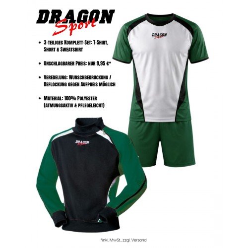AKTIONS-SET Chelsea Trikot + Hose + Sweatshirt Grün Dragon-Sport
