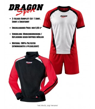 AKTIONS-SET Chelsea Trikot + Hose + Sweatshirt Rot Dragon-Sport