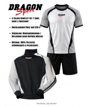 AKTIONS-SET Chelsea Trikot + Hose + Sweatshirt Silber Dragon-Sport