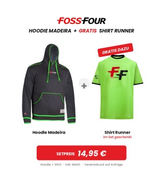 FOSSFOUR Set: Hoodie Madeira + FREE Runner Shirt – black/neon green