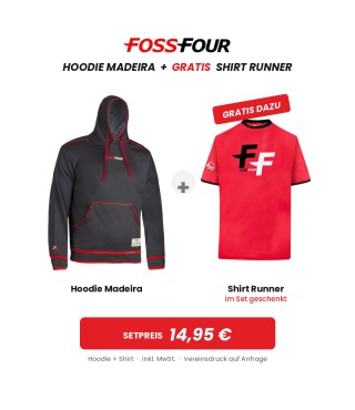 FOSSFOUR Set: Hoodie Madeira + FREE Runner Shirt – black/red