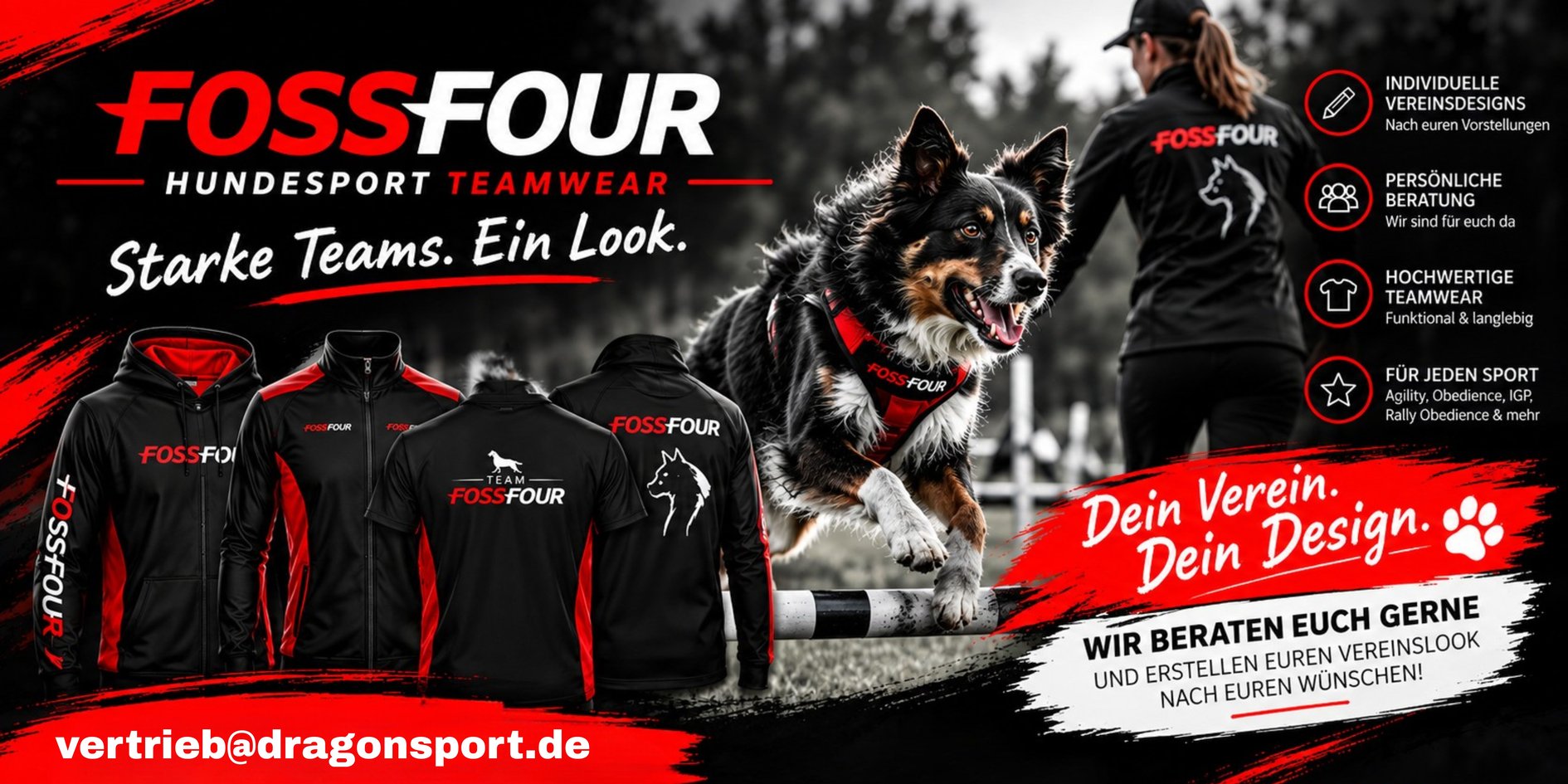 FOSSFOUR Hundesport Teamwear – individuelle Vereinskleidung für Agility, Obedience, IGP und Rally Obedience